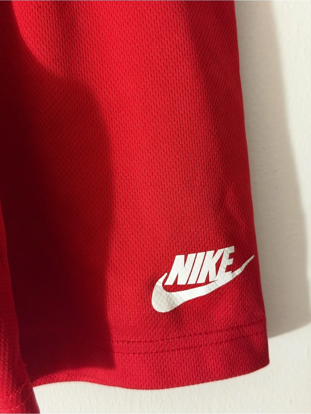 Nike Kids Red Athletic Mesh Shorts with White Logo 6
